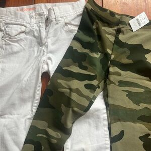 White Jeans and Camo leggings from Crewcuts